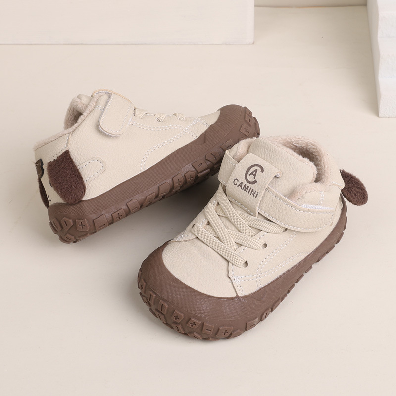 Zimske papuče od pamuka s flecom za dojenčad i malu djecu, niski gornji dio, Velcro zatvaranje, unisex, anti-kick dizajn