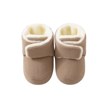 Pantofi-șosete pentru bebeluși cu Velcro, exterior din fleece coral/polar fleece, talpă complexă, vârsta 6–12 luni