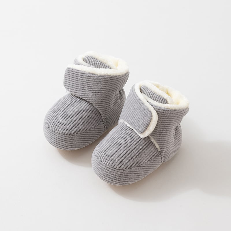 Pantofi-șosete pentru bebeluși cu Velcro, exterior din fleece coral/polar fleece, talpă complexă, vârsta 6–12 luni