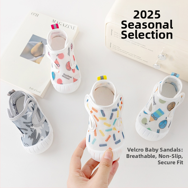 Unisex ljetne mrežaste tenisice za bebe i mališane, prozračne, unutarnje, protuklizne, s Velcro zatvaranjem, niski vrh, 12–36 mjeseci