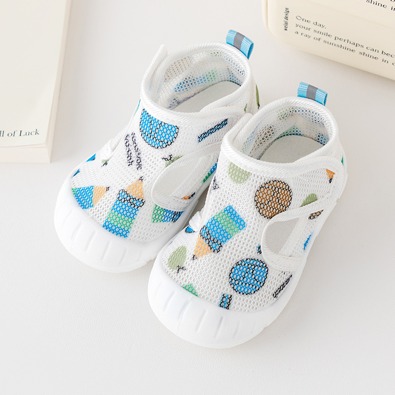Unisex ljetne mrežaste tenisice za bebe i mališane, prozračne, unutarnje, protuklizne, s Velcro zatvaranjem, niski vrh, 12–36 mjeseci