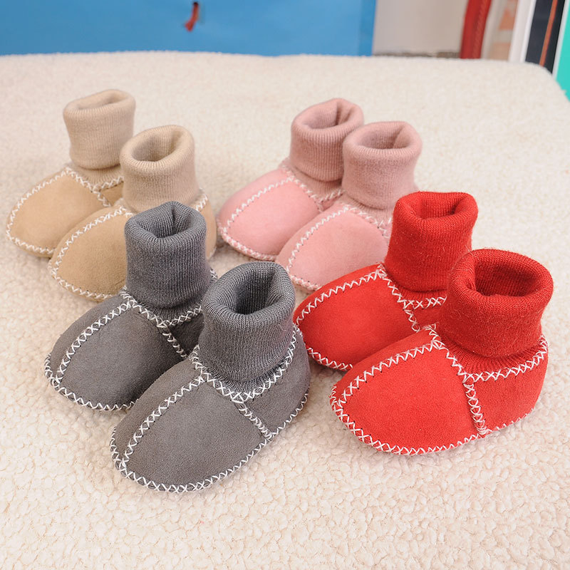 Pantofi pentru copii mici din lână de oaie, partea superioară groasă, iarnă-toamnă, calzi, pentru 12–48 de luni