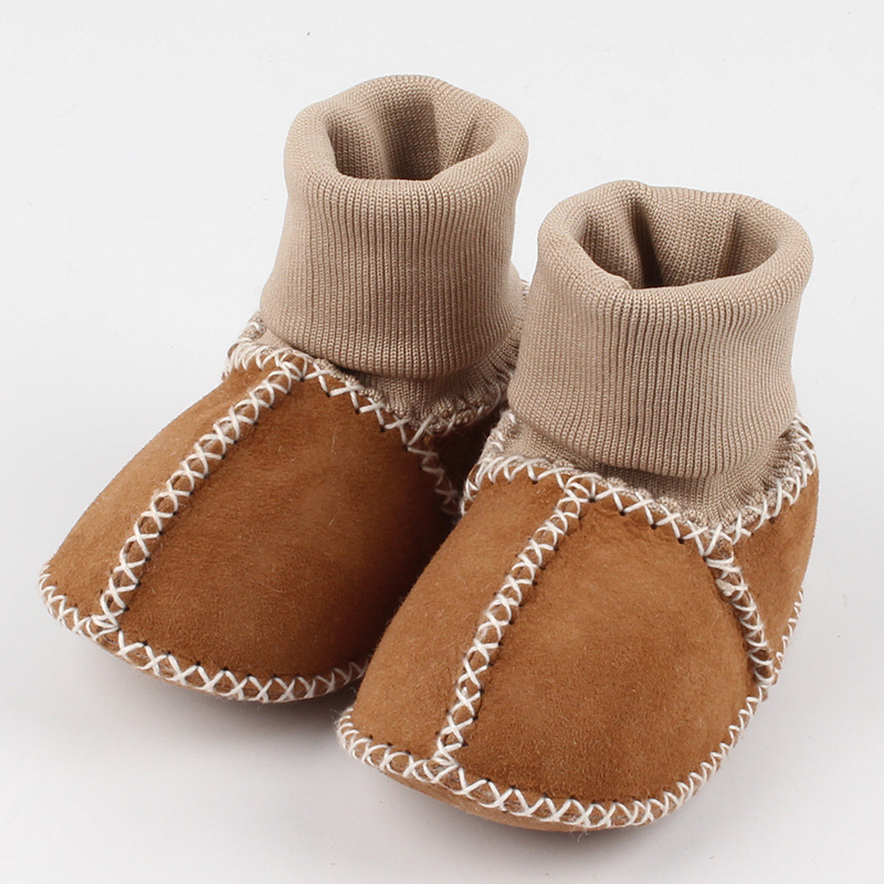 Pantofi pentru copii mici din lână de oaie, partea superioară groasă, iarnă-toamnă, calzi, pentru 12–48 de luni