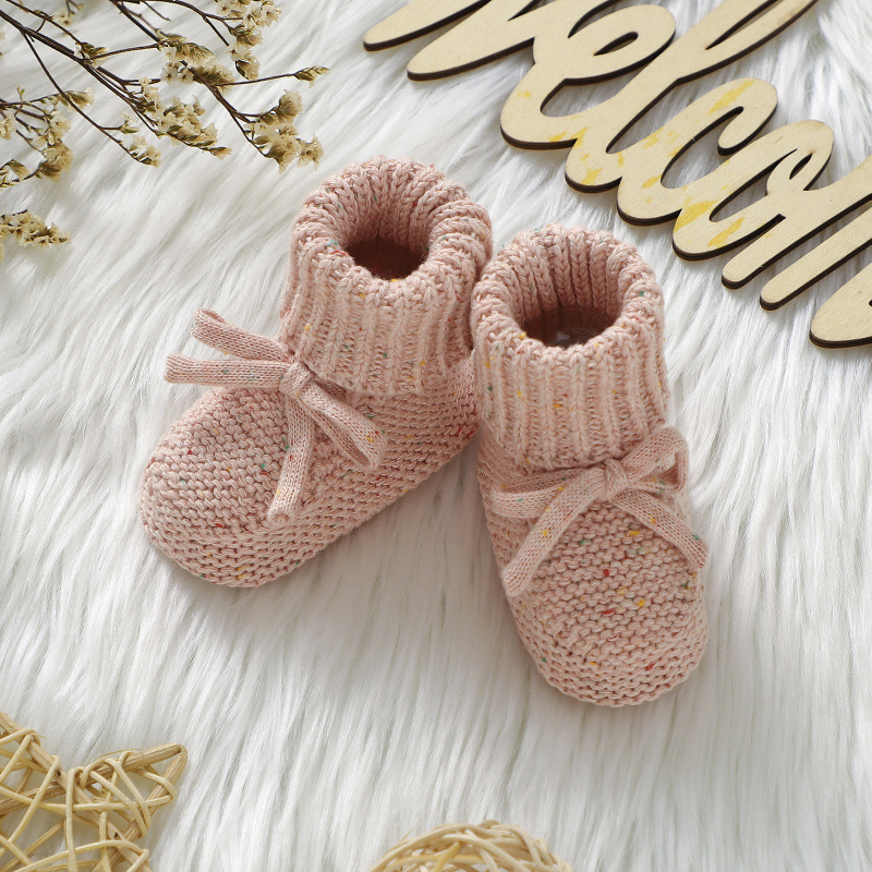 Pantofi pentru copii mici cu partea superioară tricotată și căptușeală din catifea, Unisex, Iarna 2022, Vârsta 0–36 de luni