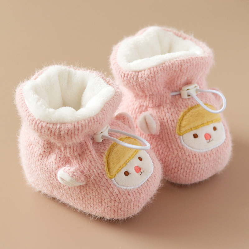 Zimske cipele za bebe s vunenim gornjim dijelom i vunenom sole, flanelna uložak, visok rub, unutarnja upotrebu