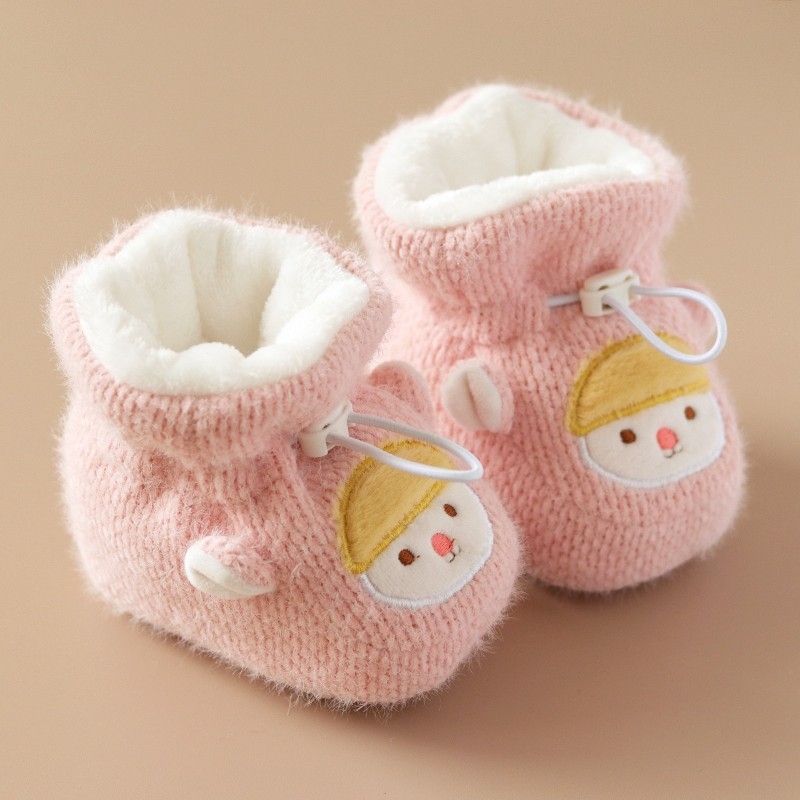 Zimske cipele za bebe s vunenim gornjim dijelom i vunenom sole, flanelna uložak, visok rub, unutarnja upotrebu