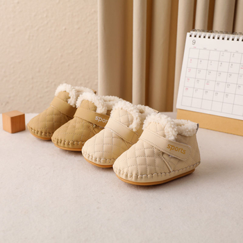 Pantofi pentru copii mici, piele microfibră, căptușeală caldă, talpă antiderapantă, închidere Velcro, pentru 12–36 de luni