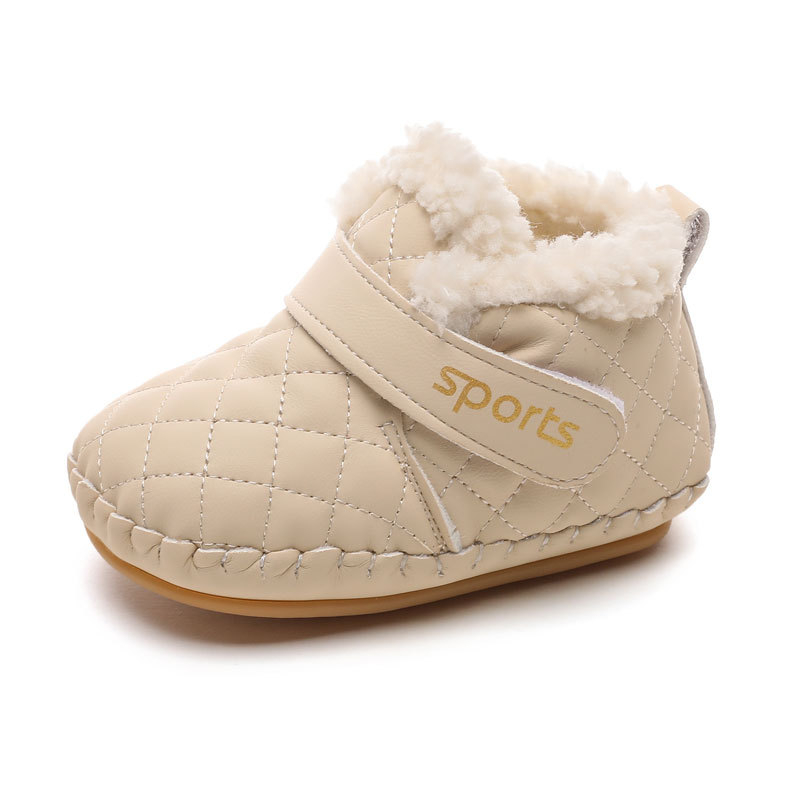 Pantofi pentru copii mici, piele microfibră, căptușeală caldă, talpă antiderapantă, închidere Velcro, pentru 12–36 de luni