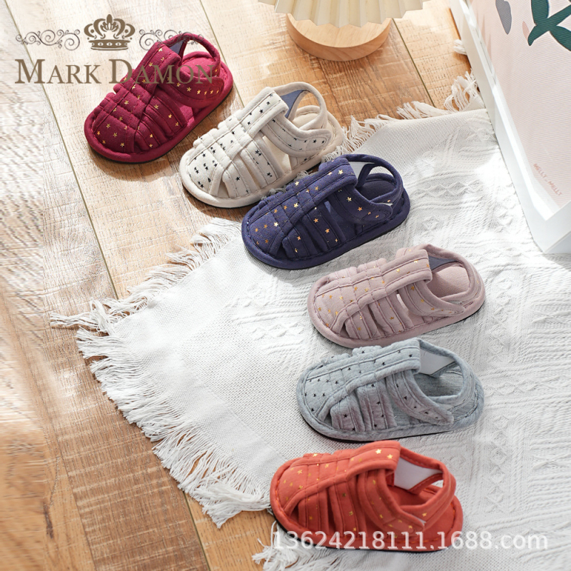 Koreanski stil casual dječje kućne papuče, mekana potplat, unutarnje papuče s Velcro zatvaračem
