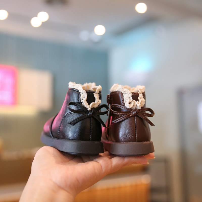 Cizme din piele pentru copii, partea superioară din microfibră, căptușeală velur, fermoar lateral, 12-36 luni