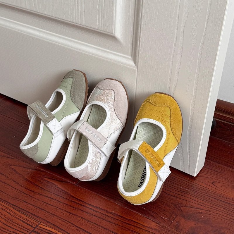 Παιδικά Mary Jane με Velcro, συνθετικό δέρμα, τετράγωνη μύτη, ριγέ σχέδιο, καουτσούκ σόλα