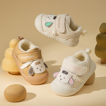 Adidași pentru copii mici, căptușiți cu fleece din piele sintetică, talpă antiderapantă, Velcro, talie joasă, iarnă, unisex, 1–3 ani