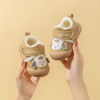 Adidași pentru copii mici, căptușiți cu fleece din piele sintetică, talpă antiderapantă, Velcro, talie joasă, iarnă, unisex, 1–3 ani