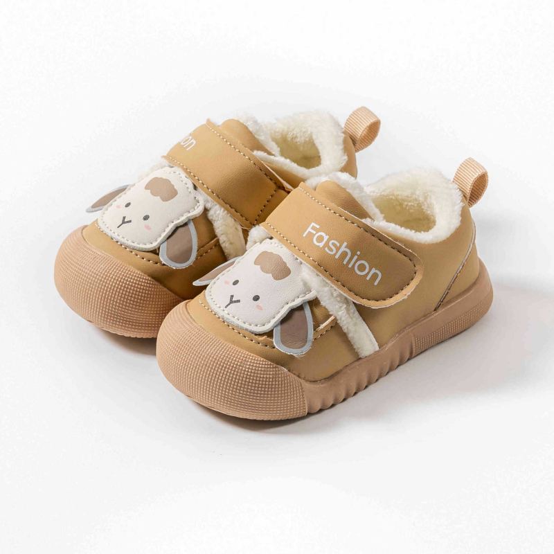 Adidași pentru copii mici, căptușiți cu fleece din piele sintetică, talpă antiderapantă, Velcro, talie joasă, iarnă, unisex, 1–3 ani