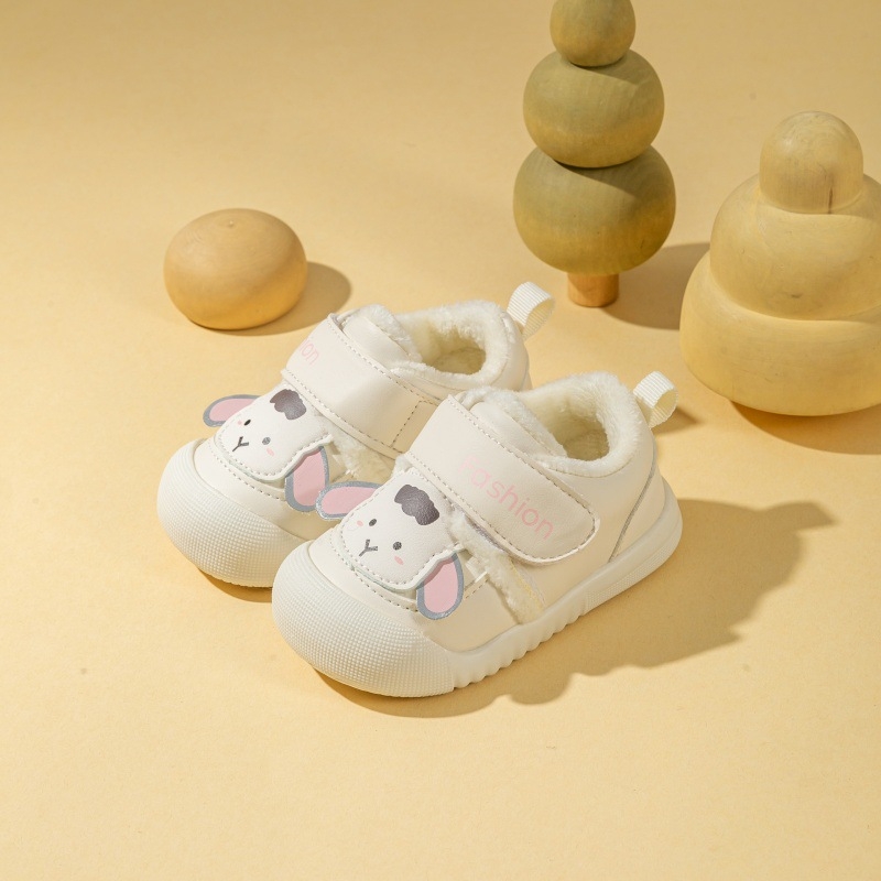 Adidași pentru copii mici, căptușiți cu fleece din piele sintetică, talpă antiderapantă, Velcro, talie joasă, iarnă, unisex, 1–3 ani