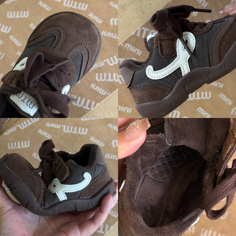 Dječje zimske tenisice s flisom, gornji dio nubuk kože, Velcro kopča, protuklizna mekana potplata, unisex, uzrast 12–36 mjeseci