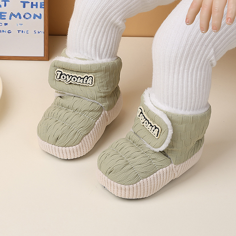 Dječje zimske cipele za prve korake, s Velcro kopčanjem, potplat od suedea, gornji dio od tarpaulina, plišna unutrašnjost, unisex
