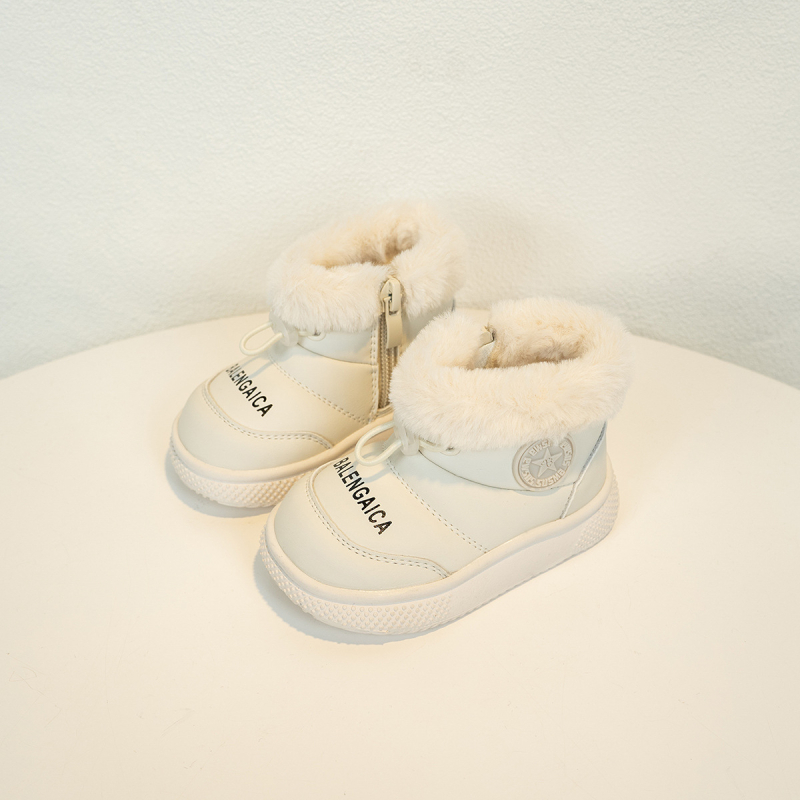 Ghete de iarnă pentru copii mici, căptușite cu fleece, din microfibră, impermeabile, antiderapante, înalte, fermoar lateral, pentru 12–36 luni