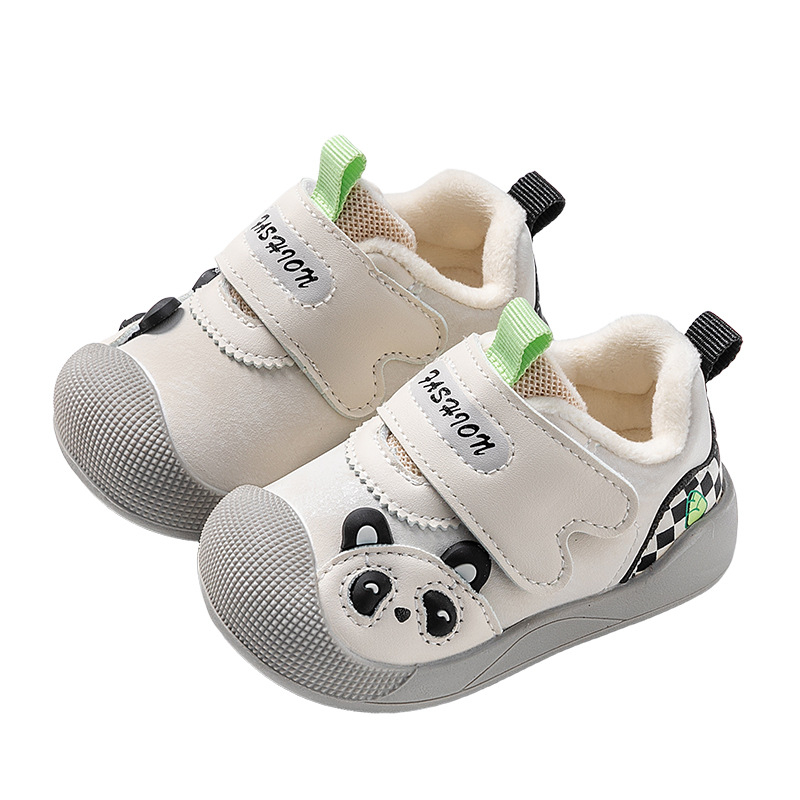 Zimske cipelice za bebe 2025, s fleec unutrašnjosti, mekana potplat, protuklizne, gornji dio od umjetne kože, Velcro zatvarač, unisex