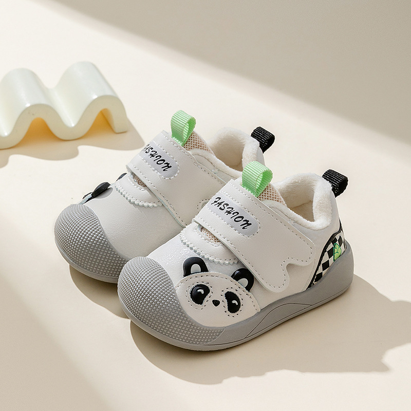 Zimske cipelice za bebe 2025, s fleec unutrašnjosti, mekana potplat, protuklizne, gornji dio od umjetne kože, Velcro zatvarač, unisex