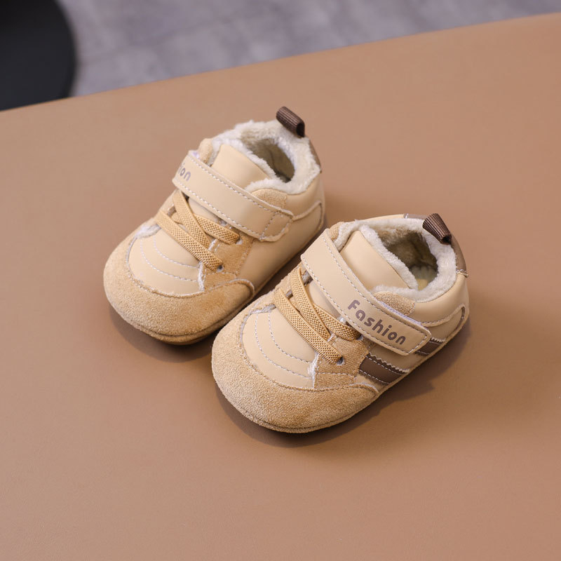 Pantofi pentru copii mici, unisex, iarnă, piele microfibră, antiderapant, călduți, Velcro, talpă groasă, 12–36 luni