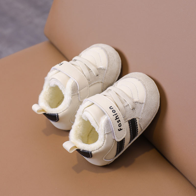 Pantofi pentru copii mici, unisex, iarnă, piele microfibră, antiderapant, călduți, Velcro, talpă groasă, 12–36 luni