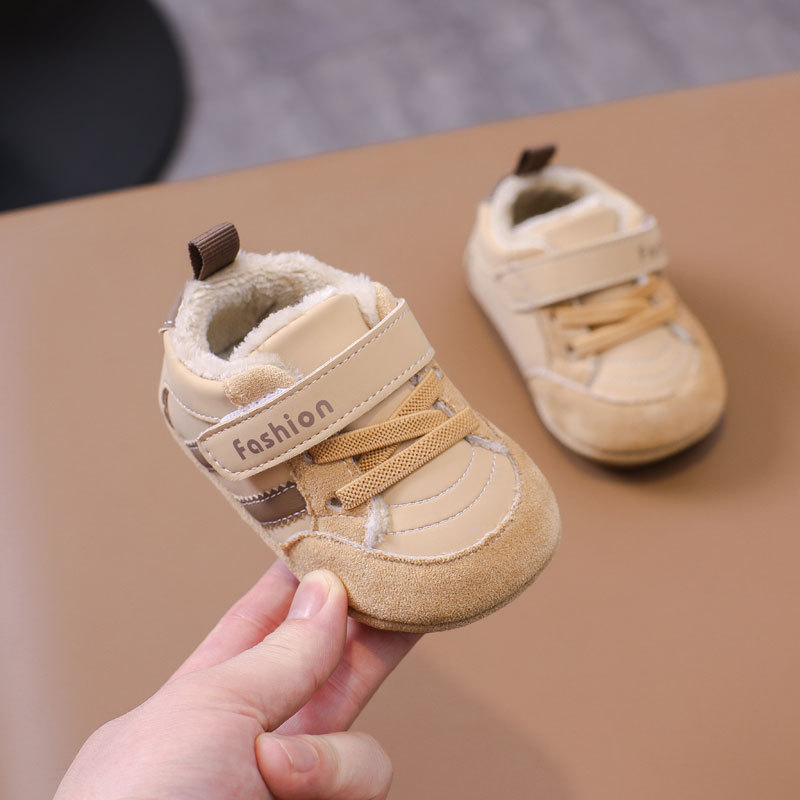 Pantofi pentru copii mici, unisex, iarnă, piele microfibră, antiderapant, călduți, Velcro, talpă groasă, 12–36 luni