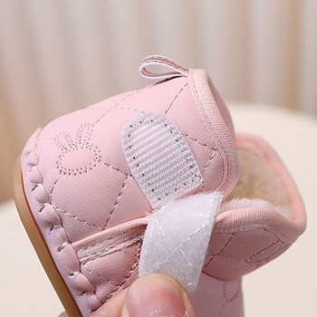 Pantofi pentru copii mici cu căptușeală din fleece, talpă moale și închidere Velcro (Unisex; Partea superioară: piele sintetică; Vârsta: 12–36 luni; Iarnă/Toamnă; Model cartoon)