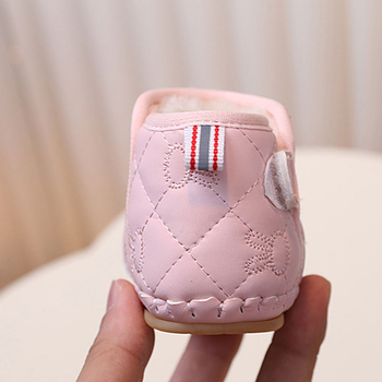 Pantofi pentru copii mici cu căptușeală din fleece, talpă moale și închidere Velcro (Unisex; Partea superioară: piele sintetică; Vârsta: 12–36 luni; Iarnă/Toamnă; Model cartoon)