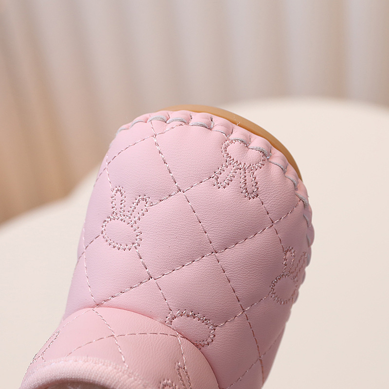 Pantofi pentru copii mici cu căptușeală din fleece, talpă moale și închidere Velcro (Unisex; Partea superioară: piele sintetică; Vârsta: 12–36 luni; Iarnă/Toamnă; Model cartoon)