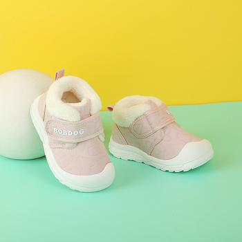 Pantofi de iarnă pentru copii cu căptușeală de fleece – unisex, închidere Velcro, talpă joasă, exterior din material nețesut, 12–36 luni