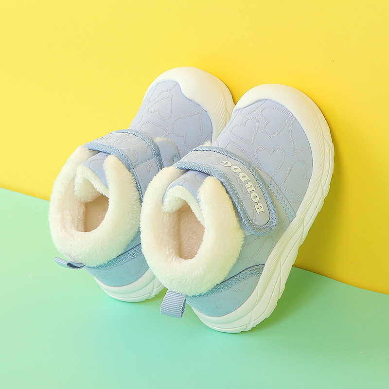 Pantofi de iarnă pentru copii cu căptușeală de fleece – unisex, închidere Velcro, talpă joasă, exterior din material nețesut, 12–36 luni