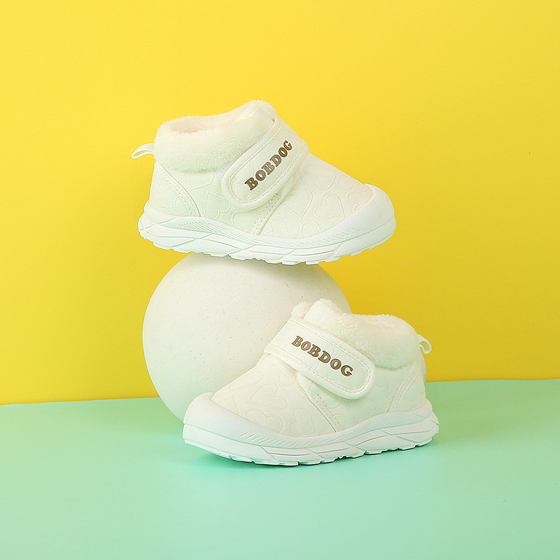 Pantofi de iarnă pentru copii cu căptușeală de fleece – unisex, închidere Velcro, talpă joasă, exterior din material nețesut, 12–36 luni