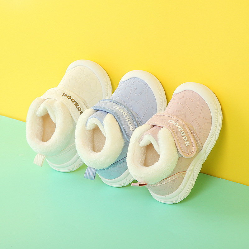 Pantofi de iarnă pentru copii cu căptușeală de fleece – unisex, închidere Velcro, talpă joasă, exterior din material nețesut, 12–36 luni