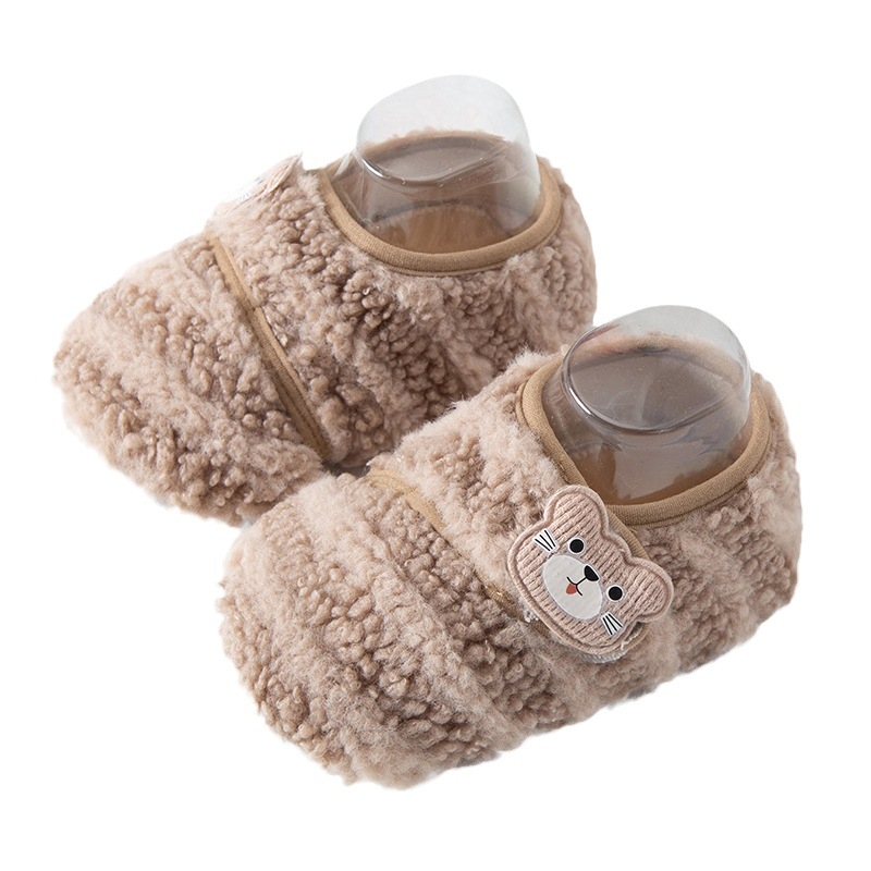 Baba beltéri cipő Velcro záródással, fleece bélés, meleg, csúszásmentes puha talppal, 12–36 hónapos korosztálynak