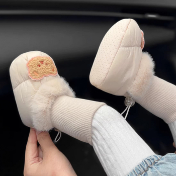 Téli pamutbaba cipő fleece-béléssel, uniszex, csúszásmentes talppal, vastag kialakítás, 0–12 hónapos korosztály