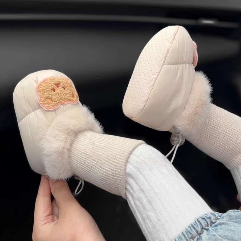 Téli pamutbaba cipő fleece-béléssel, uniszex, csúszásmentes talppal, vastag kialakítás, 0–12 hónapos korosztály