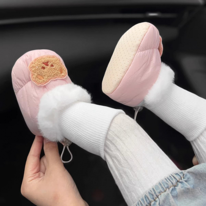 Téli pamutbaba cipő fleece-béléssel, uniszex, csúszásmentes talppal, vastag kialakítás, 0–12 hónapos korosztály