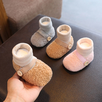 Zimske cipelice za bebe s fleec podstavom, debele i protuklizne, za 0-3-6 mjeseci, unisex, pamuk čarapice u kompletu