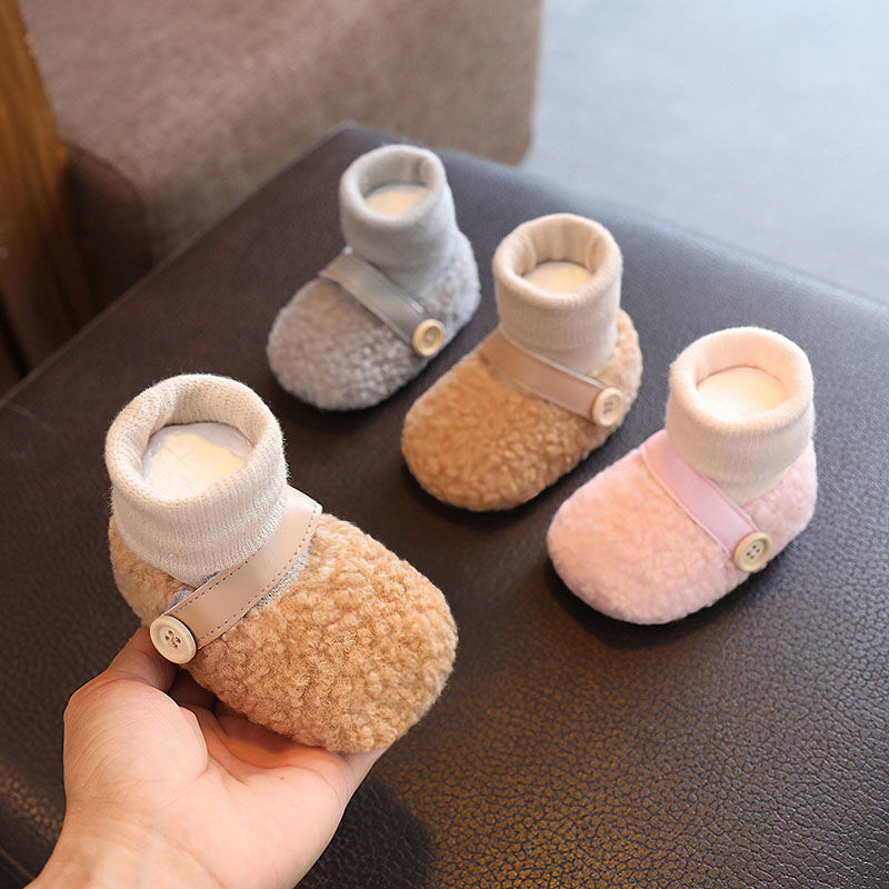 Zimske cipelice za bebe s fleec podstavom, debele i protuklizne, za 0-3-6 mjeseci, unisex, pamuk čarapice u kompletu