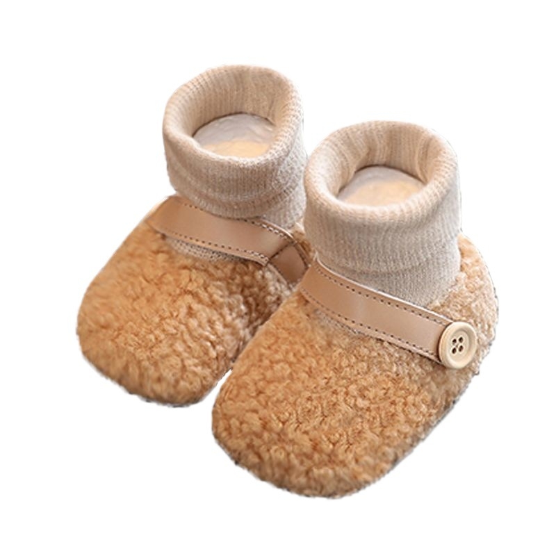 Zimske cipelice za bebe s fleec podstavom, debele i protuklizne, za 0-3-6 mjeseci, unisex, pamuk čarapice u kompletu