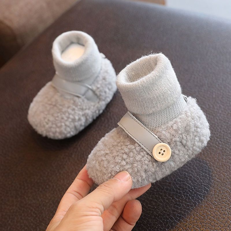 Zimske cipelice za bebe s fleec podstavom, debele i protuklizne, za 0-3-6 mjeseci, unisex, pamuk čarapice u kompletu