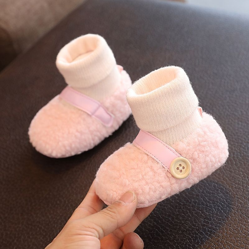 Zimske cipelice za bebe s fleec podstavom, debele i protuklizne, za 0-3-6 mjeseci, unisex, pamuk čarapice u kompletu