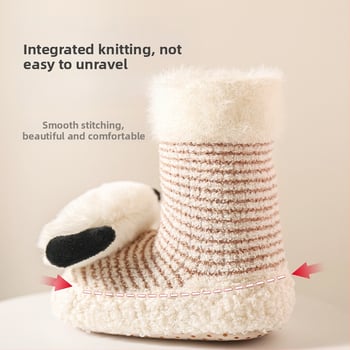 Baba téli cipő és zokni fleece-béléssel, egyszemélyes készlet, csúszásmentes talppal, újszülötteknek