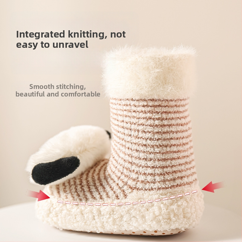 Baba téli cipő és zokni fleece-béléssel, egyszemélyes készlet, csúszásmentes talppal, újszülötteknek