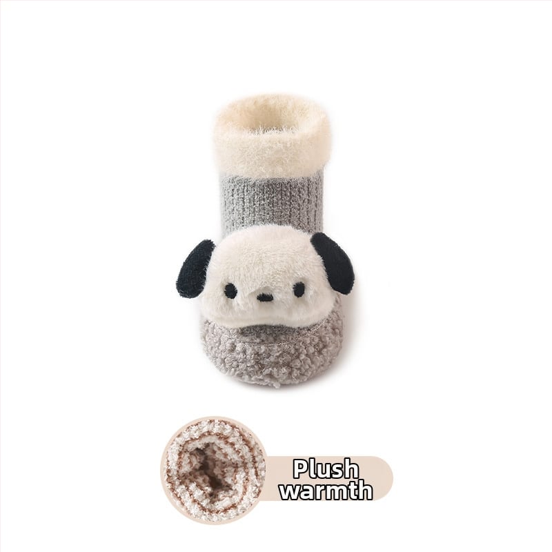 Baba téli cipő és zokni fleece-béléssel, egyszemélyes készlet, csúszásmentes talppal, újszülötteknek