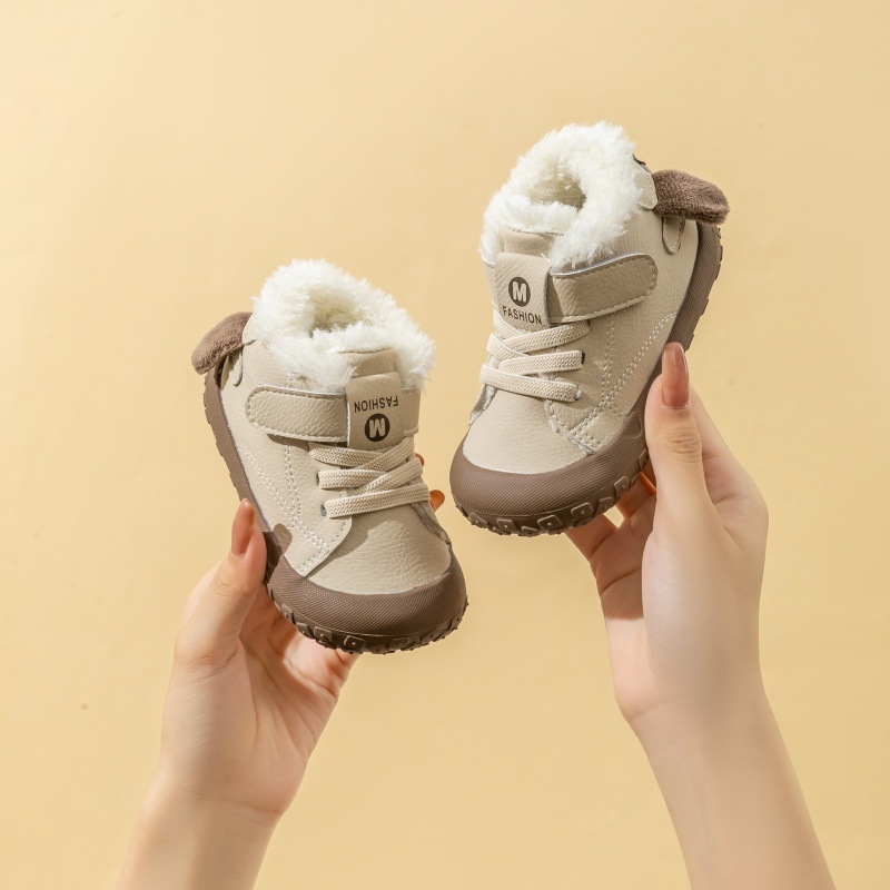 Dječje tenisice s mekanim potplatom, 2025 jesen-zima, unisex, korejskog stila, za bebe i malu djecu (12–36 mjeseci), Velcro, protuklizne, tople