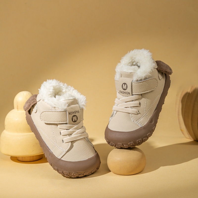 Dječje tenisice s mekanim potplatom, 2025 jesen-zima, unisex, korejskog stila, za bebe i malu djecu (12–36 mjeseci), Velcro, protuklizne, tople