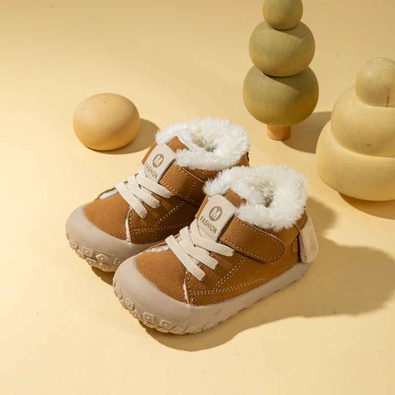 Dječje tenisice s mekanim potplatom, 2025 jesen-zima, unisex, korejskog stila, za bebe i malu djecu (12–36 mjeseci), Velcro, protuklizne, tople