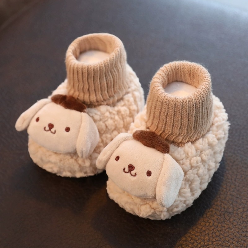 Zimske bebi papuče s fleece podstavom, mekana potplata, podloga od poliesterskih vlakana, unutarnja od flanel, uzorak crtić